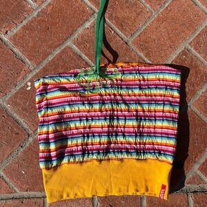 Miss Sixty Colorful Striped Bag with Orange Lining